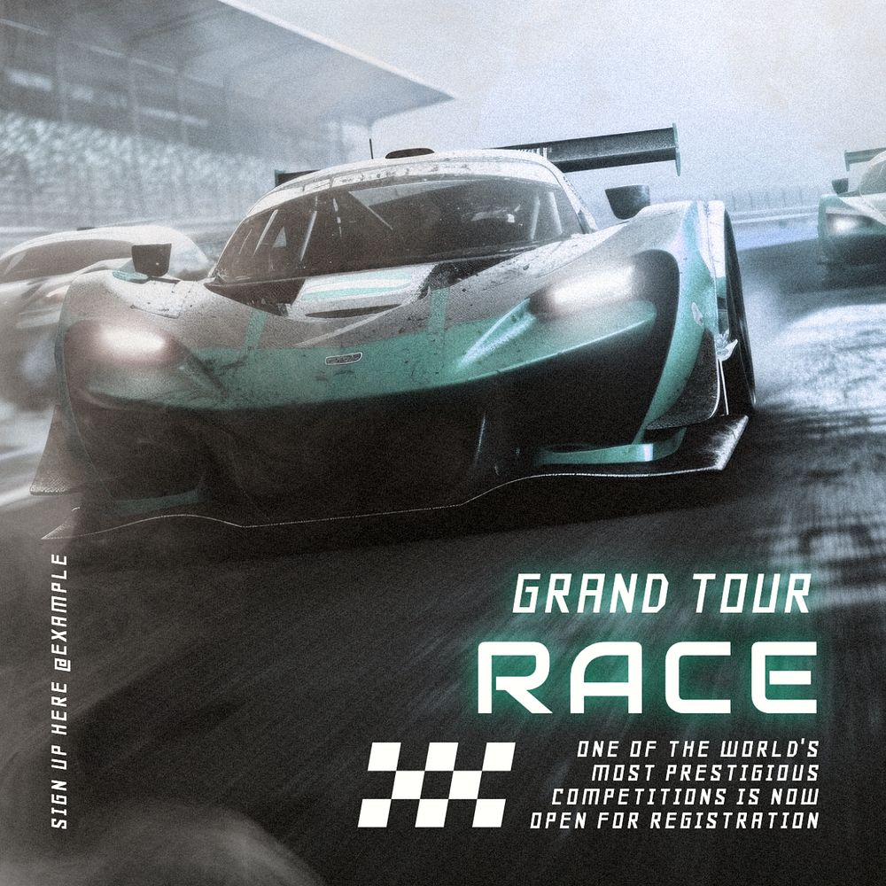 Car racing Instagram post template, editable text