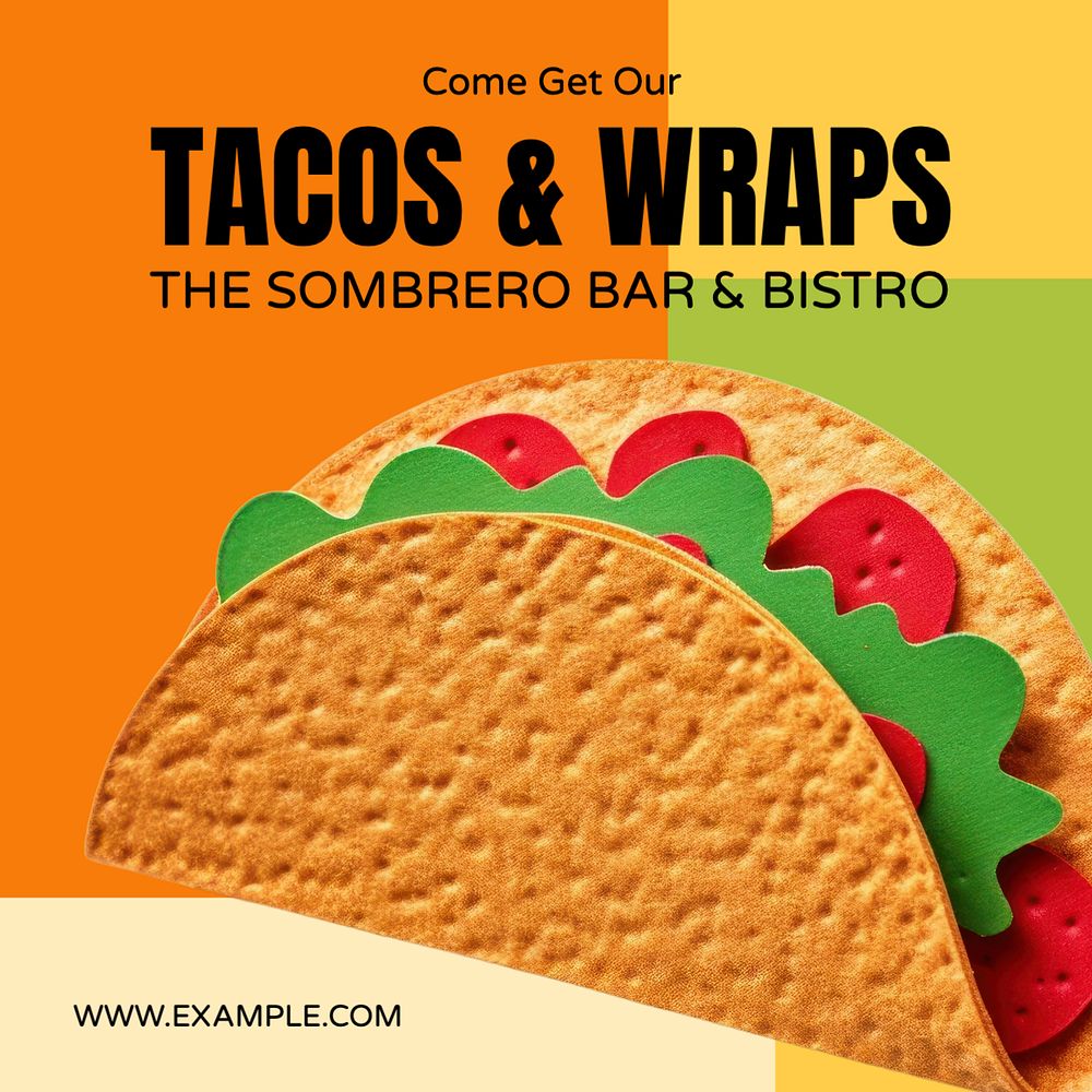 Tacos & wraps Instagram post template, editable text