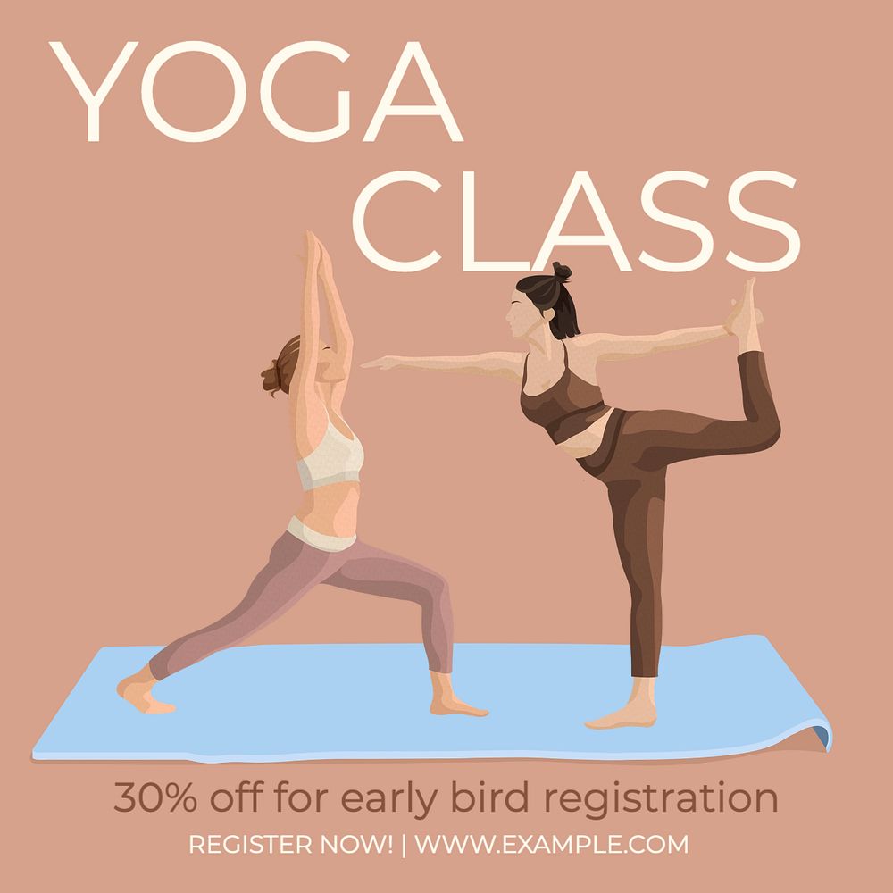 Yoga class Instagram post template, editable text