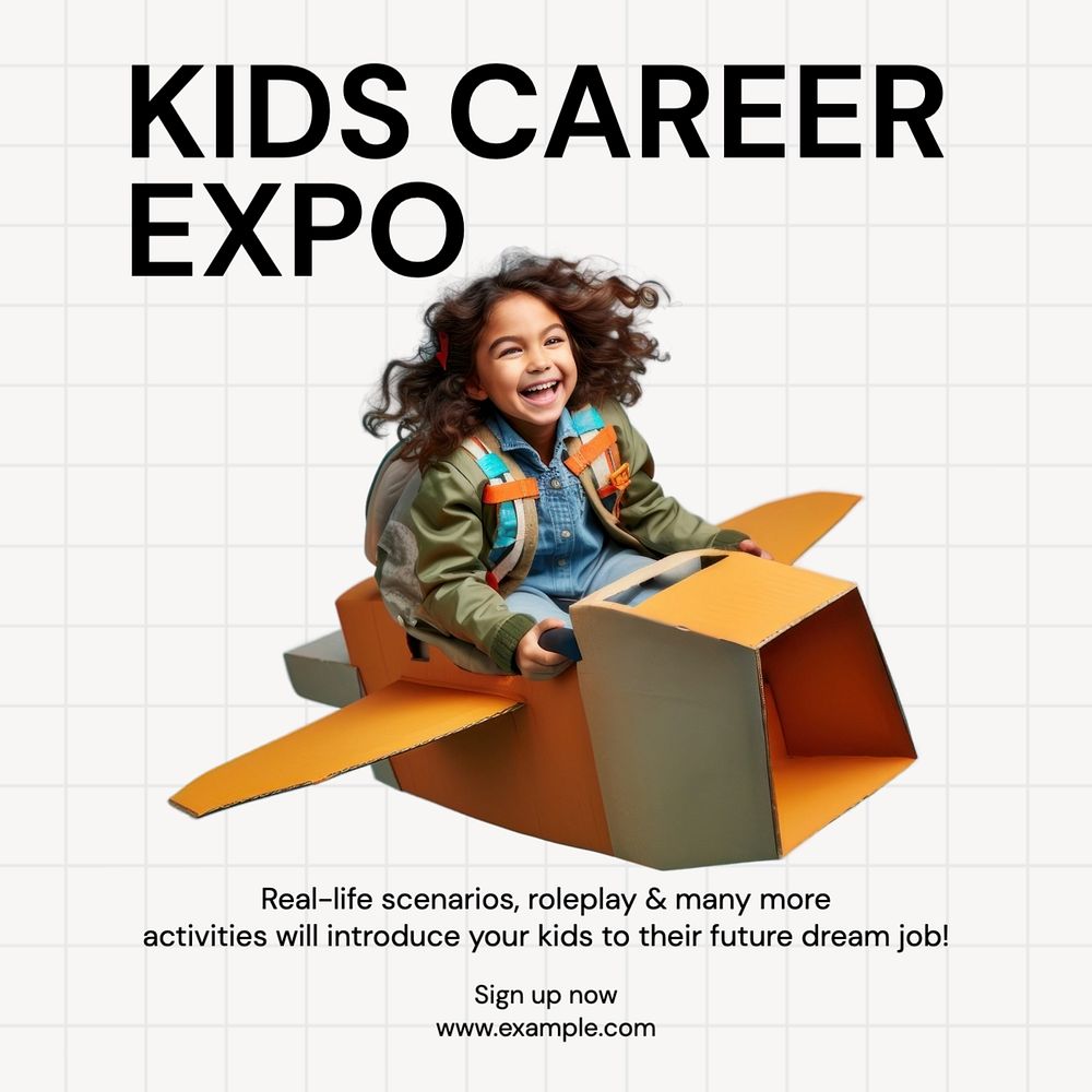 Kids career expo Instagram post template, editable text