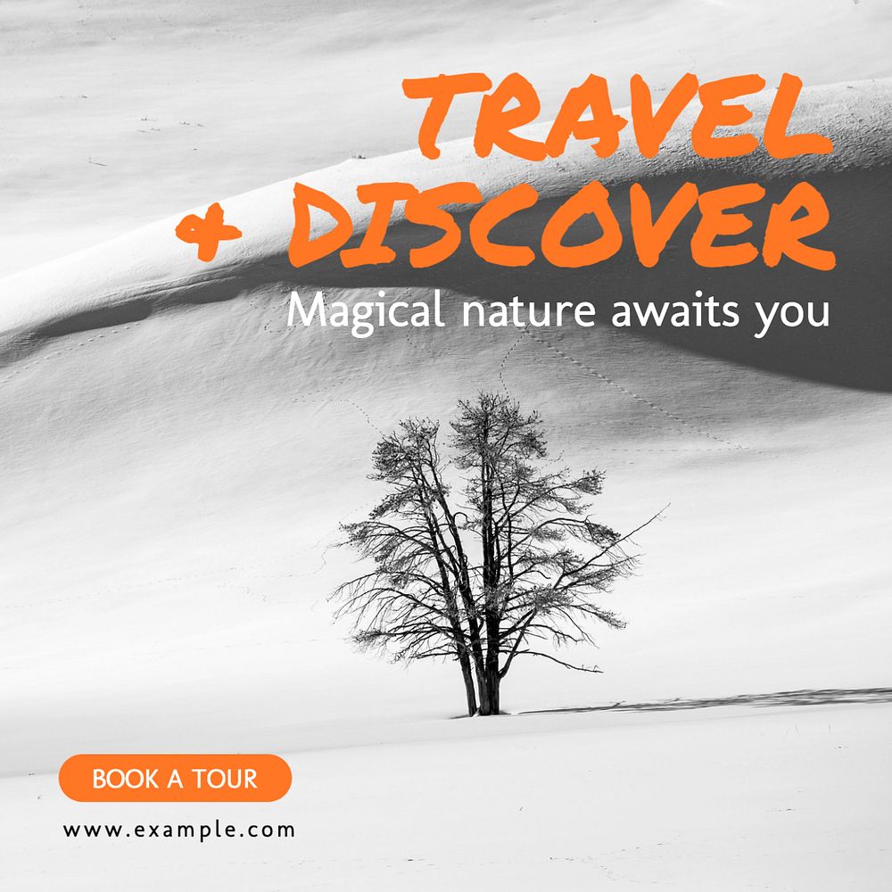 Travel & discover Instagram post template, editable text