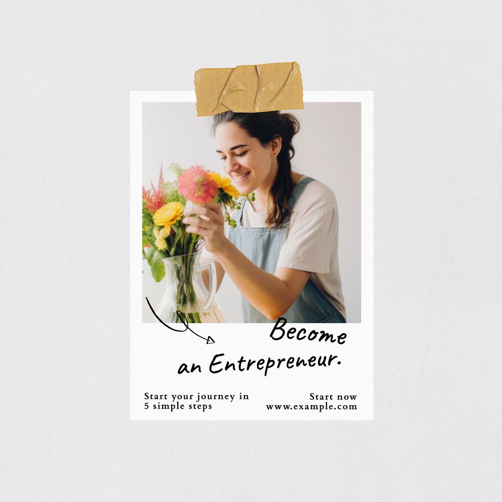 Become an entrepreneur Instagram post template, editable text