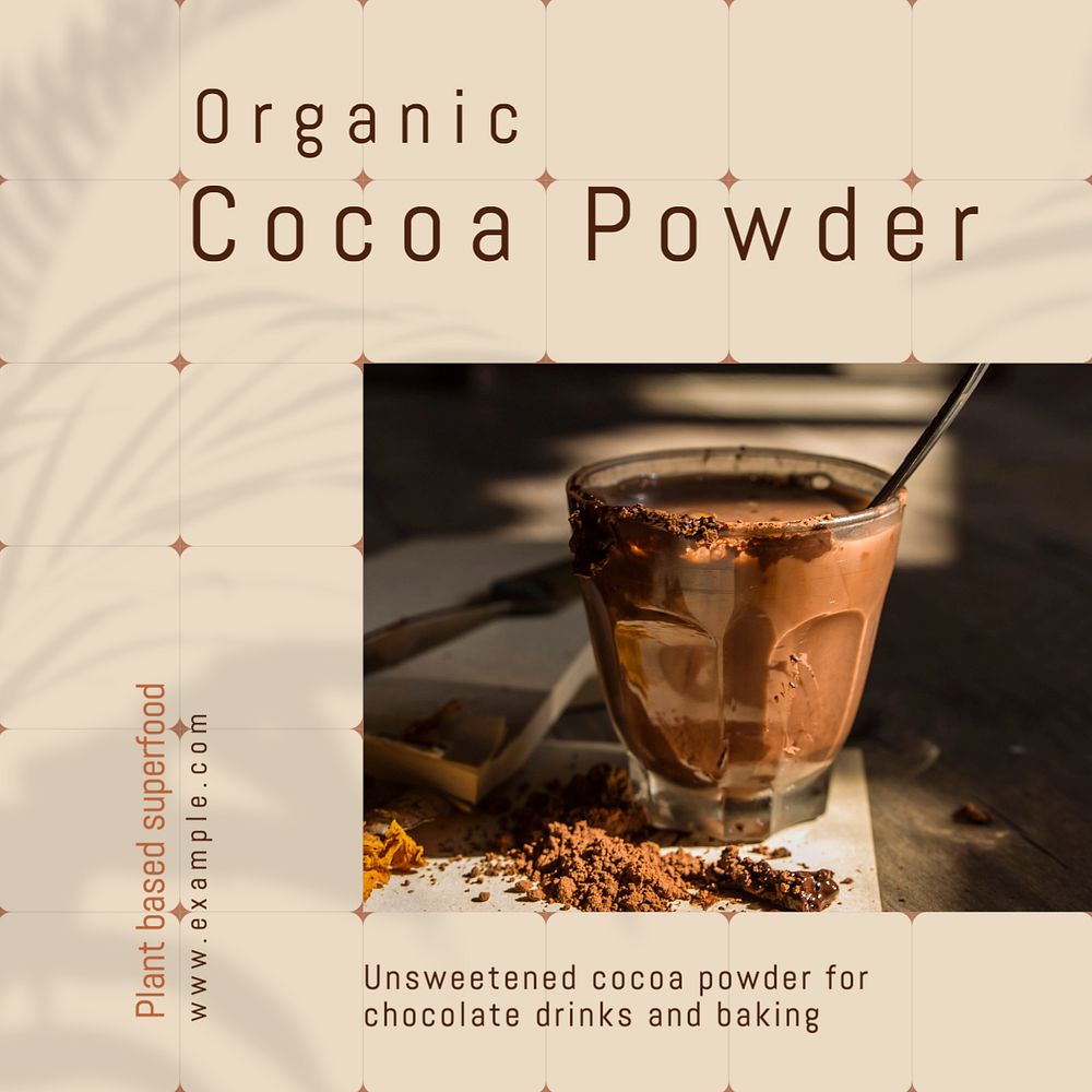 Cocoa powder Instagram post template, editable text