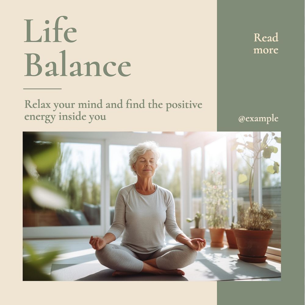 Life balance Instagram post template, editable text