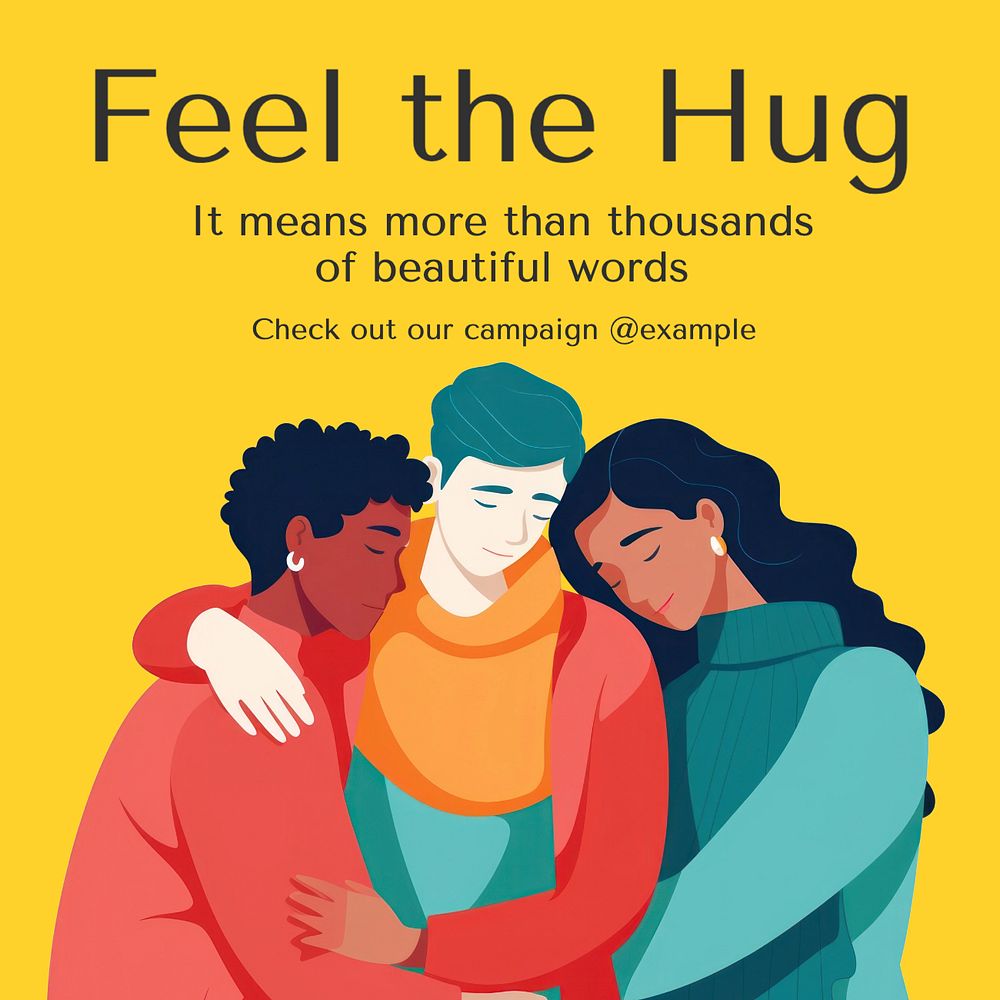 Hug Instagram post template, editable text