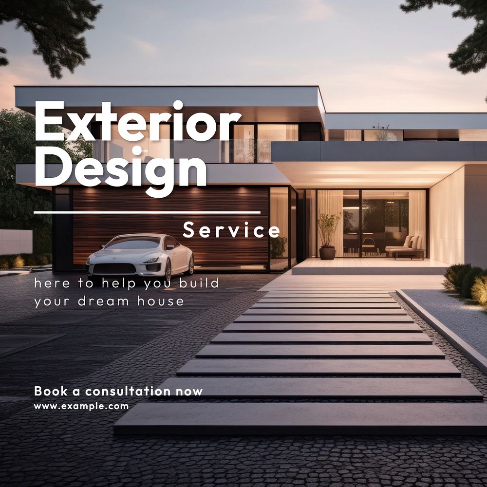 Exterior design service Instagram post template, editable text