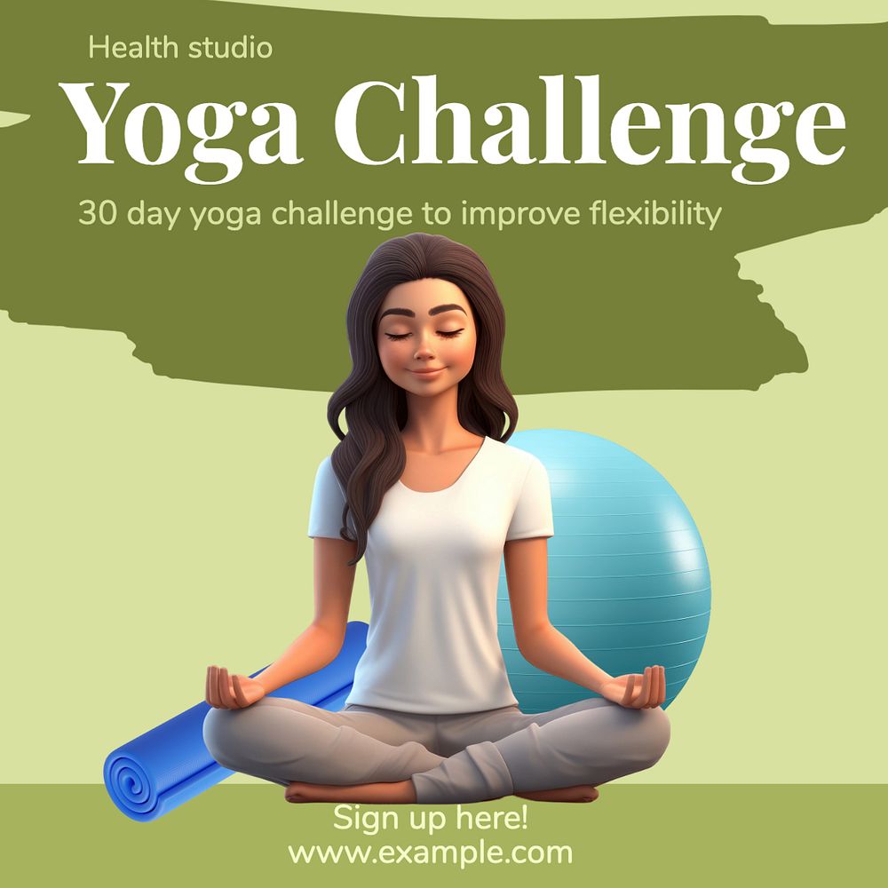 Yoga challenge Instagram post template, editable text