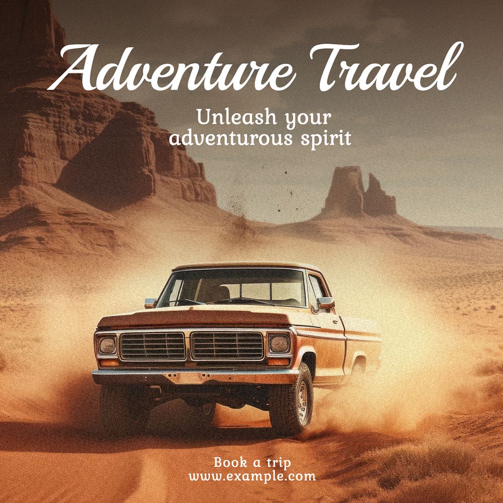 Adventure travel Instagram post template, editable text