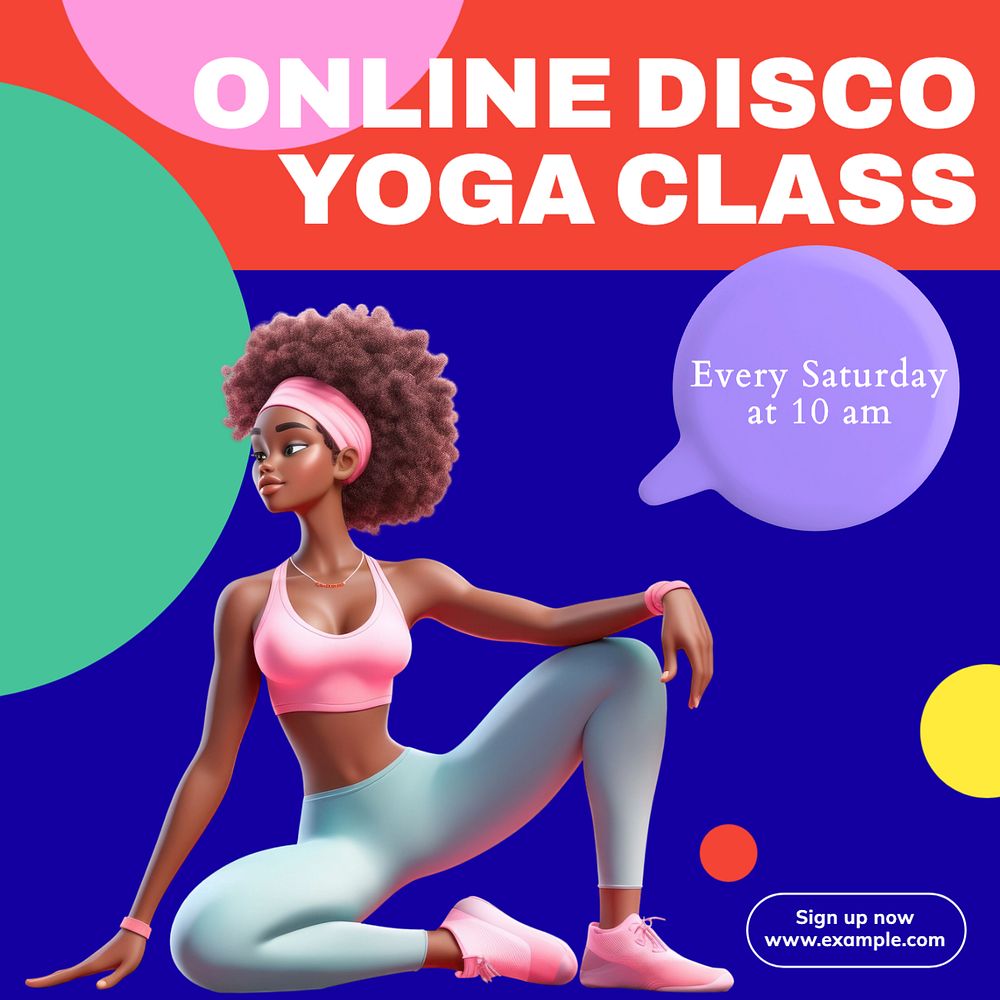 Online yoga class Instagram post template, editable text