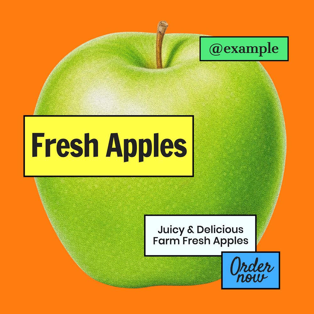 Fresh apples Instagram post template, editable text