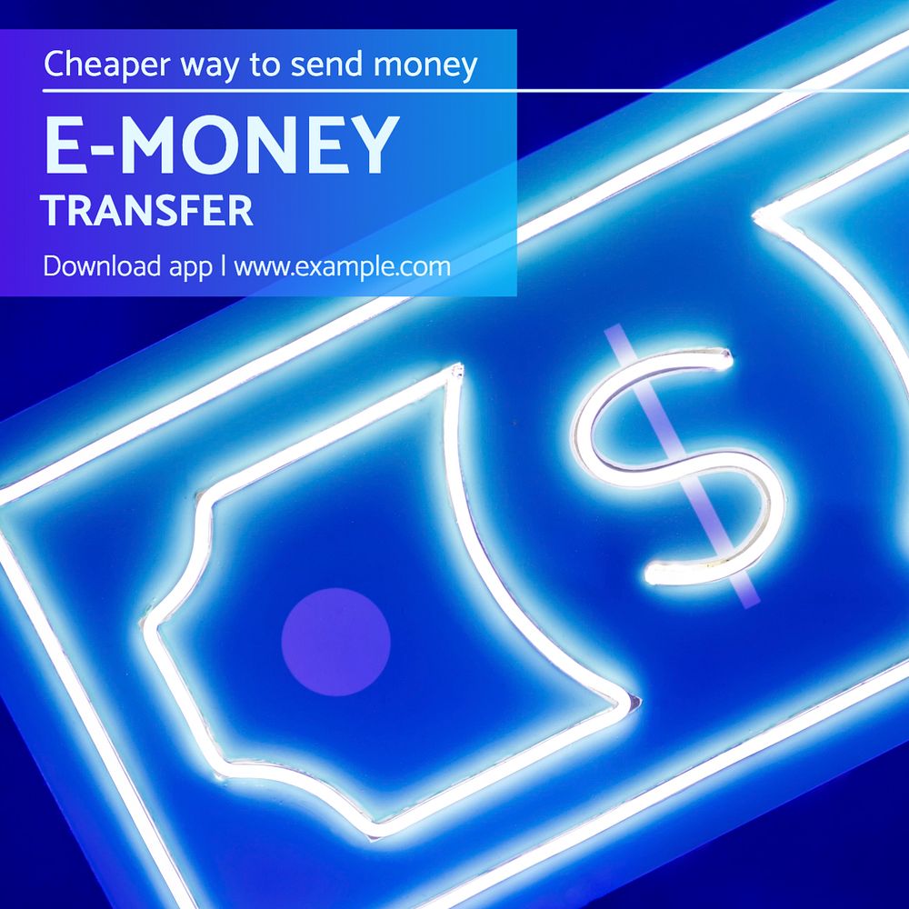 E-money transfer Instagram post template, editable text