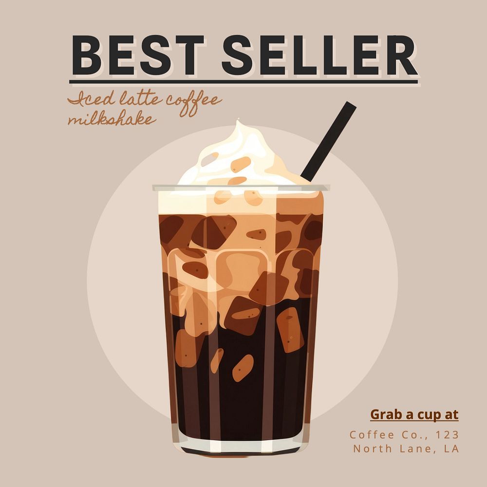 Cafe best seller Instagram post template, editable text