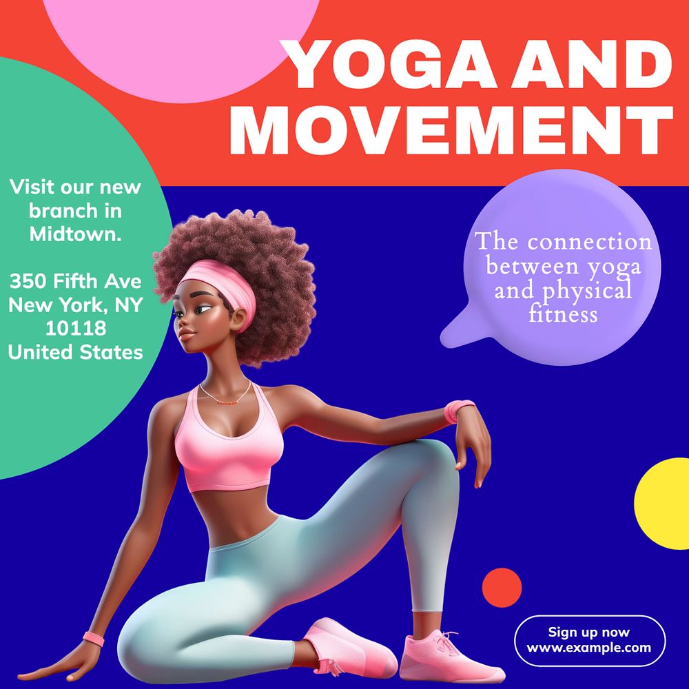 Yoga ad movement Instagram post template, editable text