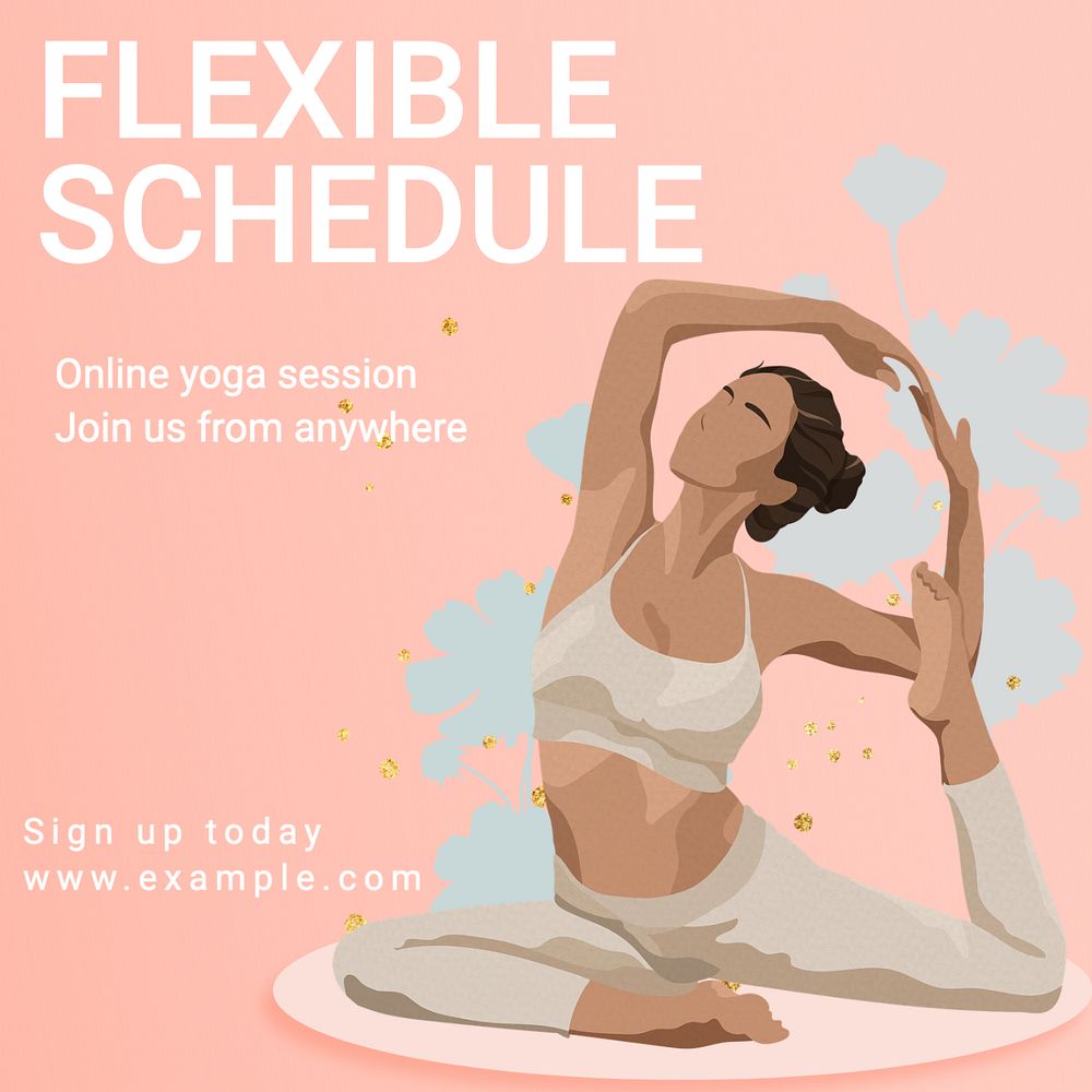 Online yoga session Instagram post template, editable text