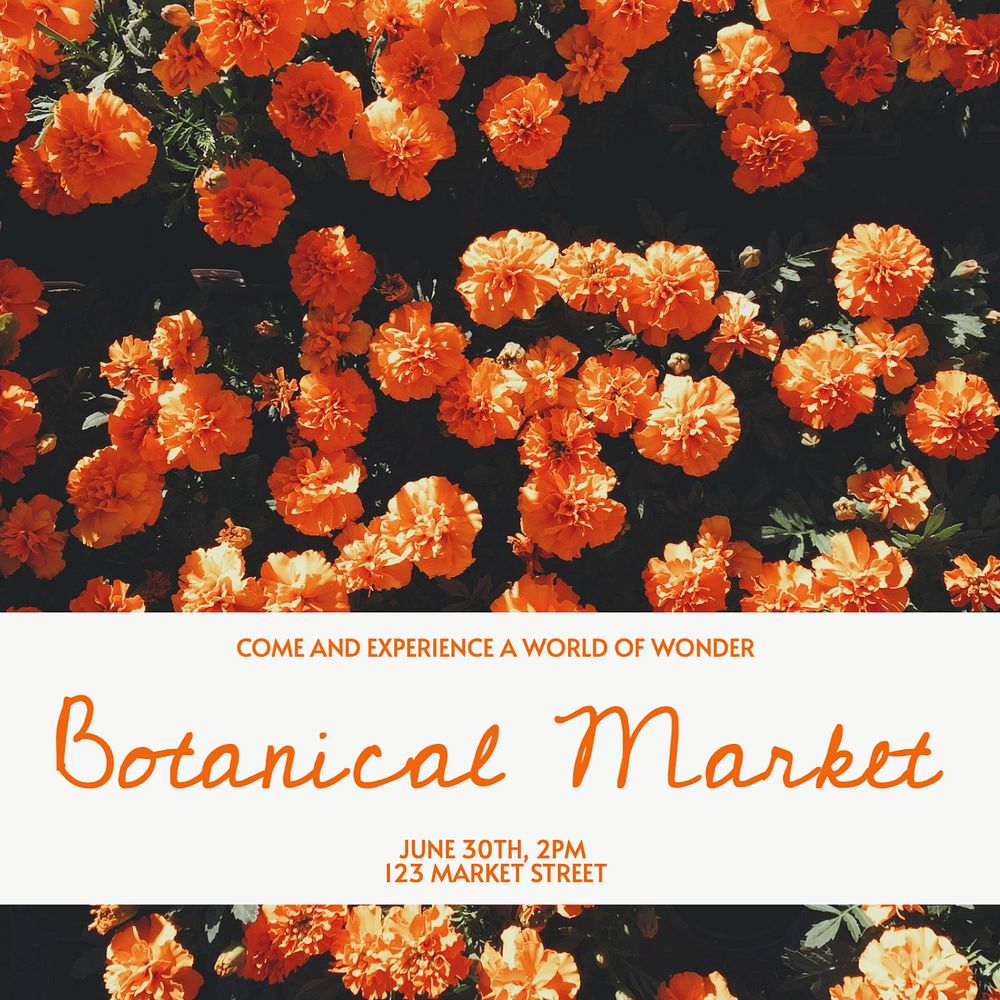 Botanical market Instagram post template, editable social media design