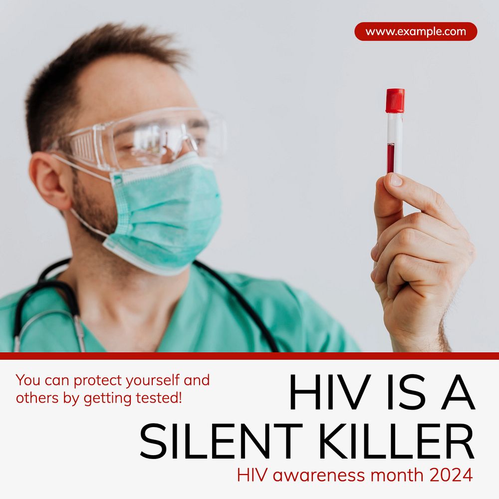 HIV awareness Instagram post template, editable text