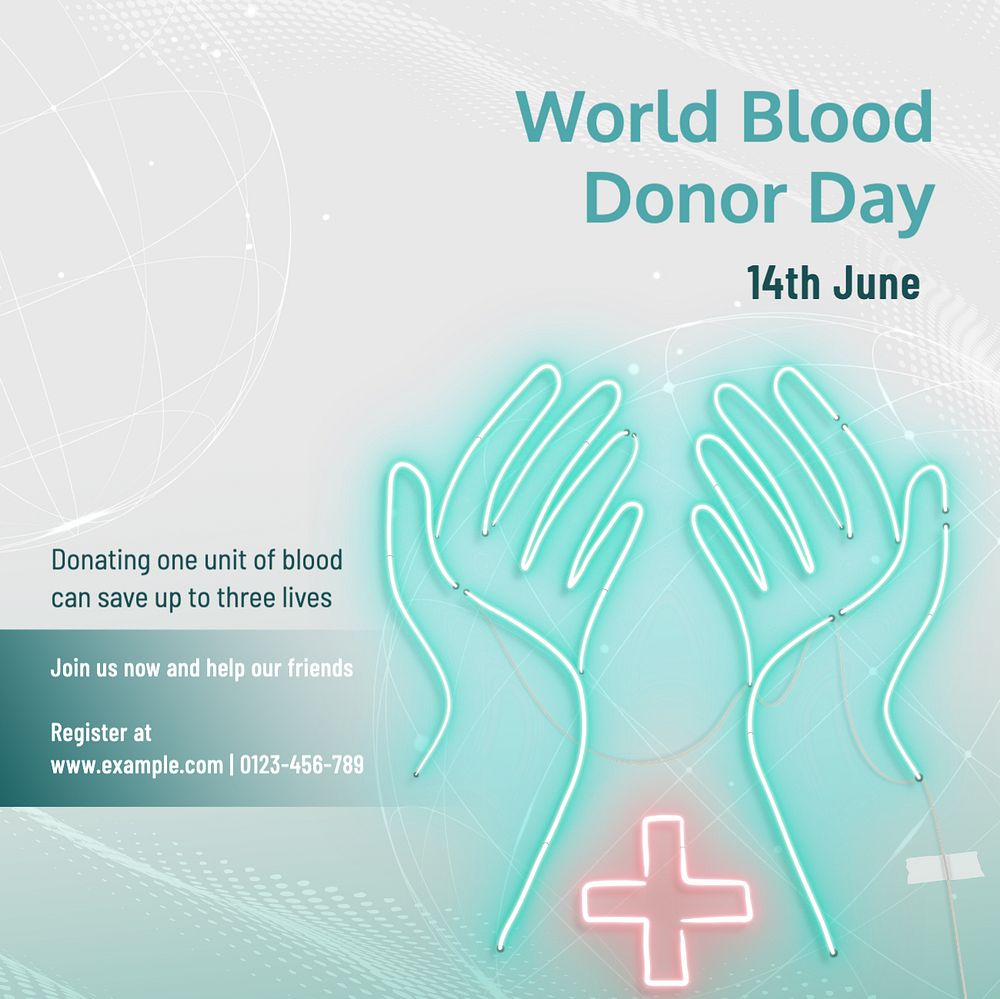 Blood donor day Instagram post template, editable text