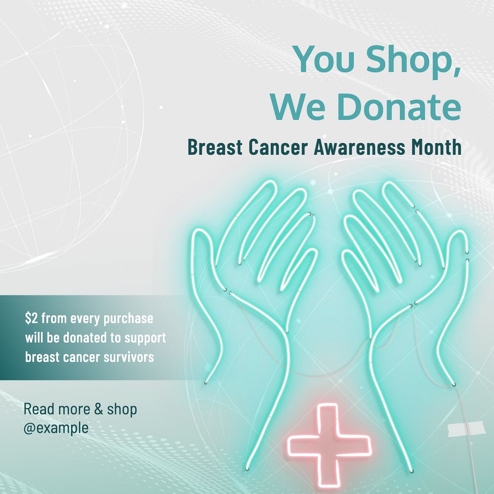 Breast cancer campaign Instagram post template, editable text