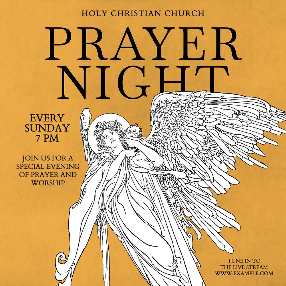 Prayer night Instagram post template, editable text