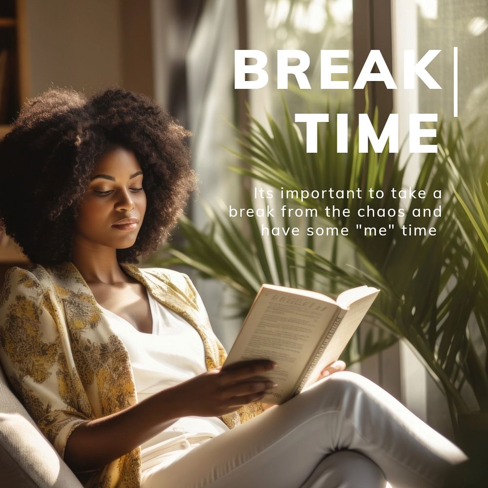 Break time Instagram post template, editable text