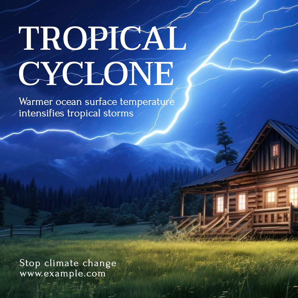 Tropical cyclone Instagram post template, editable text