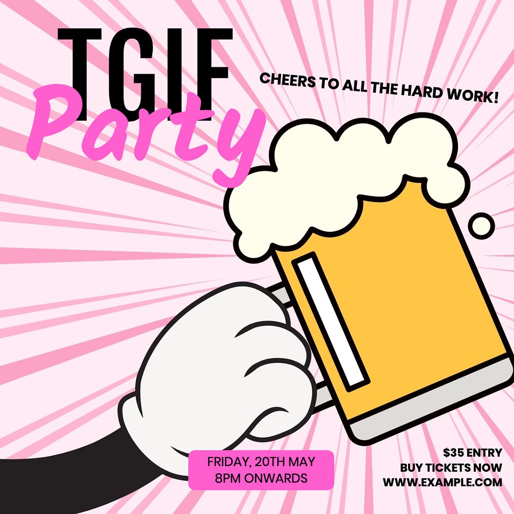 TGIF party Instagram post template, editable text