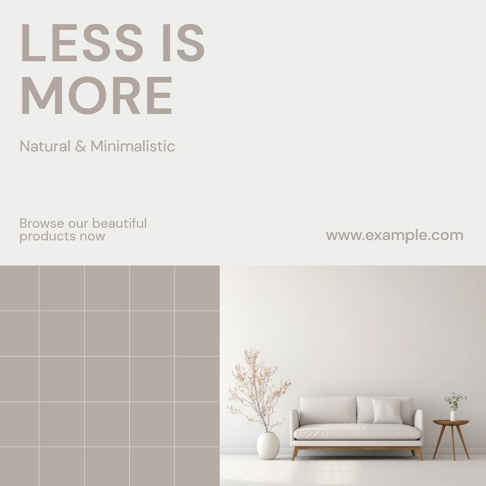 Minimalist home Instagram post template, editable text