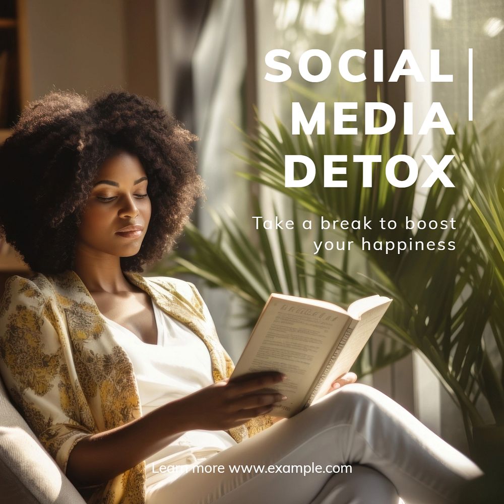 Social media detox Instagram post template, editable text