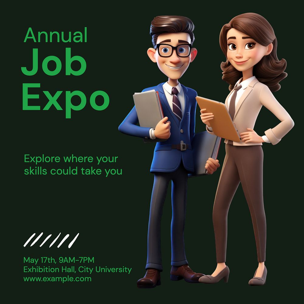 Job expo Instagram post template, editable text