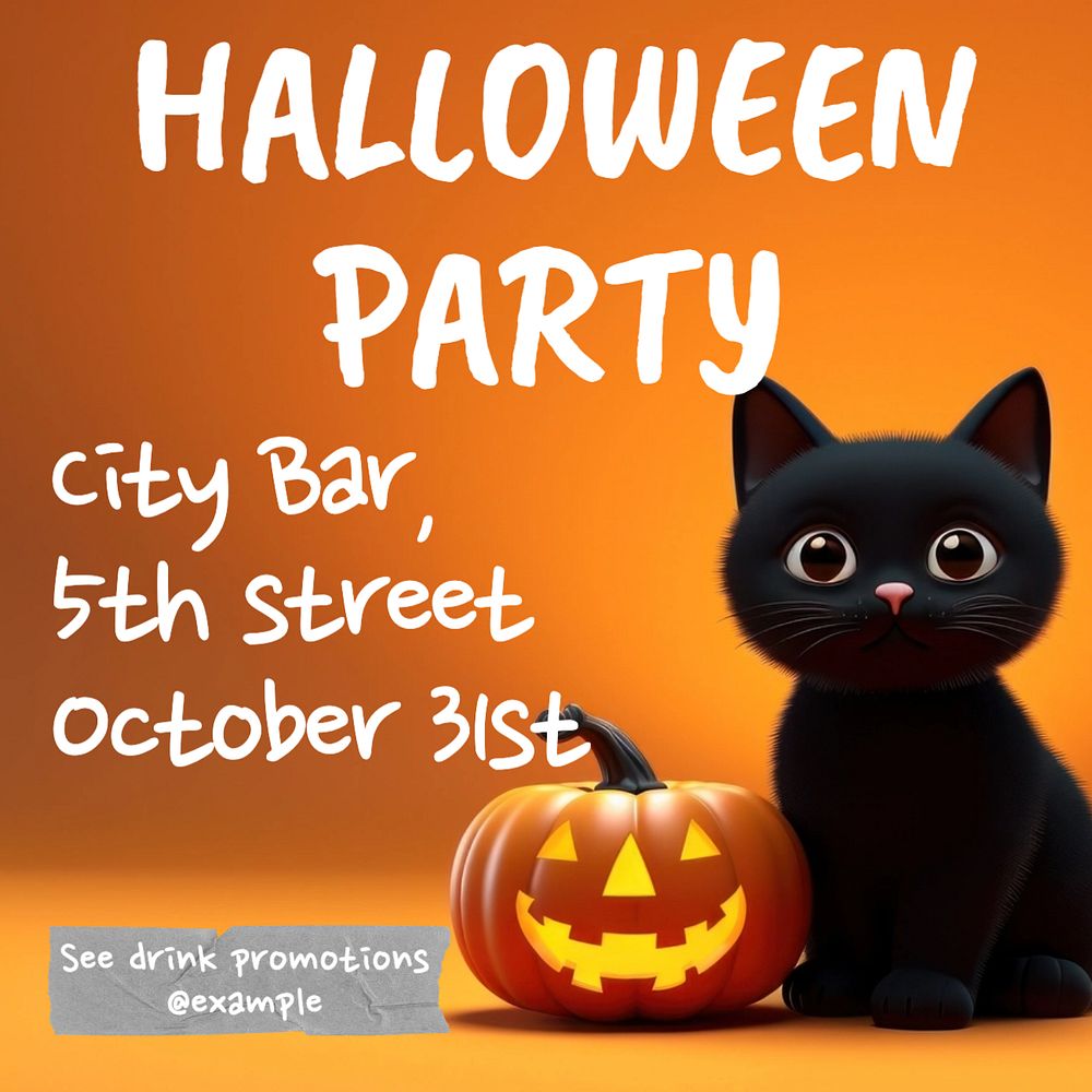 Halloween party Instagram post template, editable text