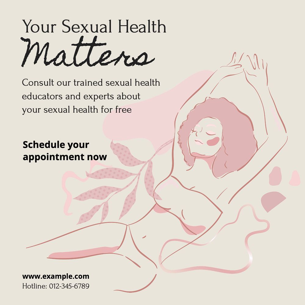 Sexual health advice Instagram post template, editable text