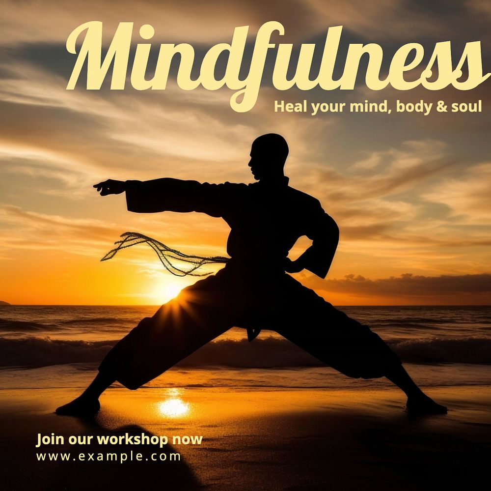 Mindfulness workshop Instagram post template, editable text