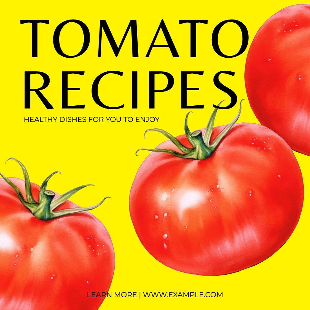 Tomato recipes Instagram post template, editable text