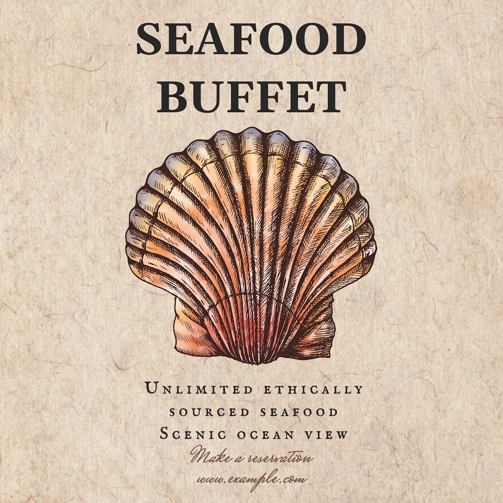 Seafood buffet Instagram post template, editable text