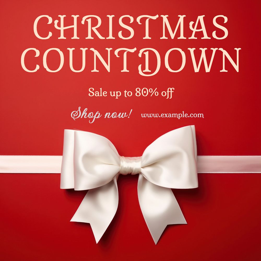 Christmas countdown Instagram post template, editable text