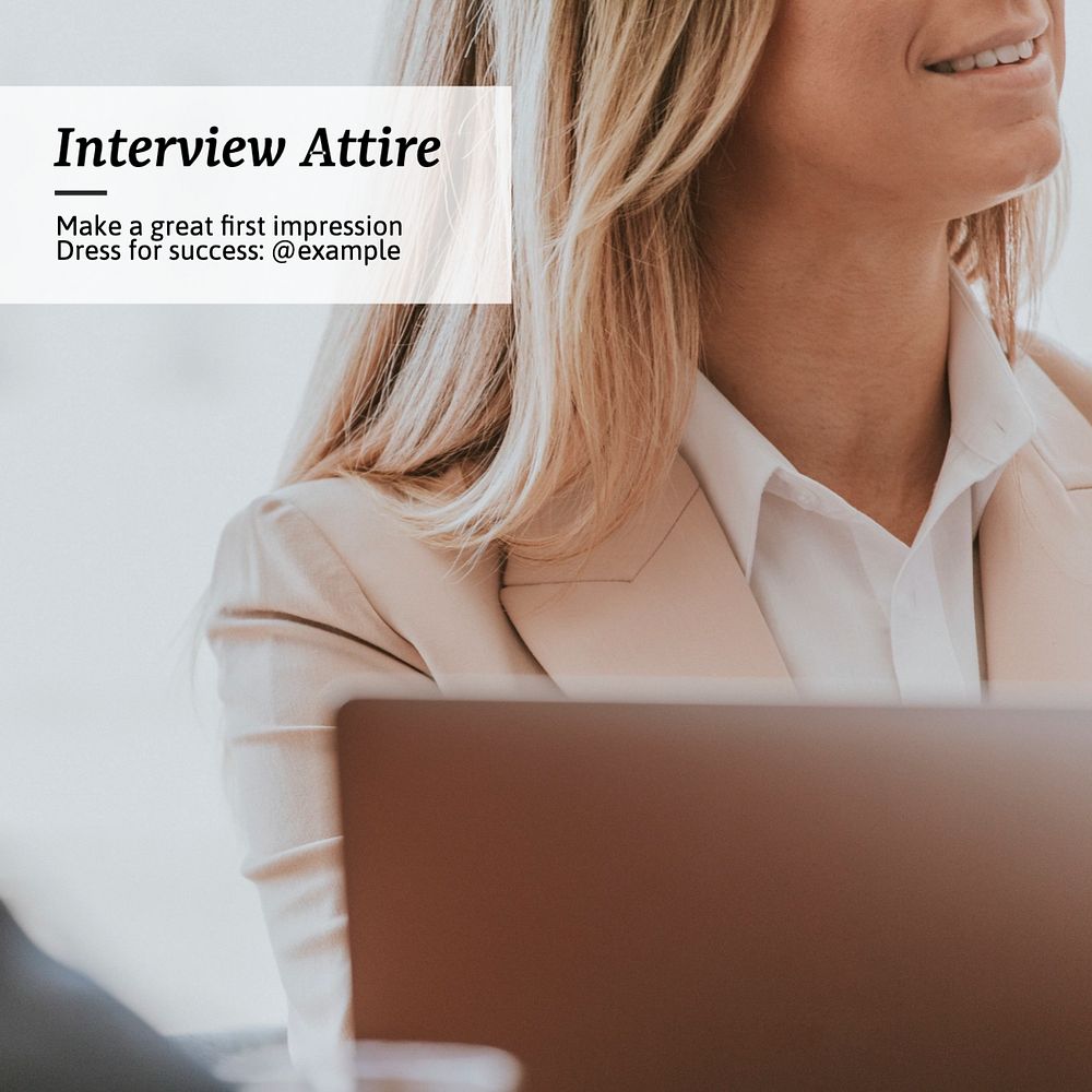 Interview attire Instagram post template, editable text