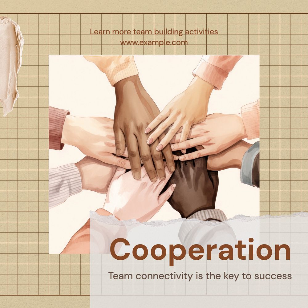 Cooperation Instagram post template, editable text