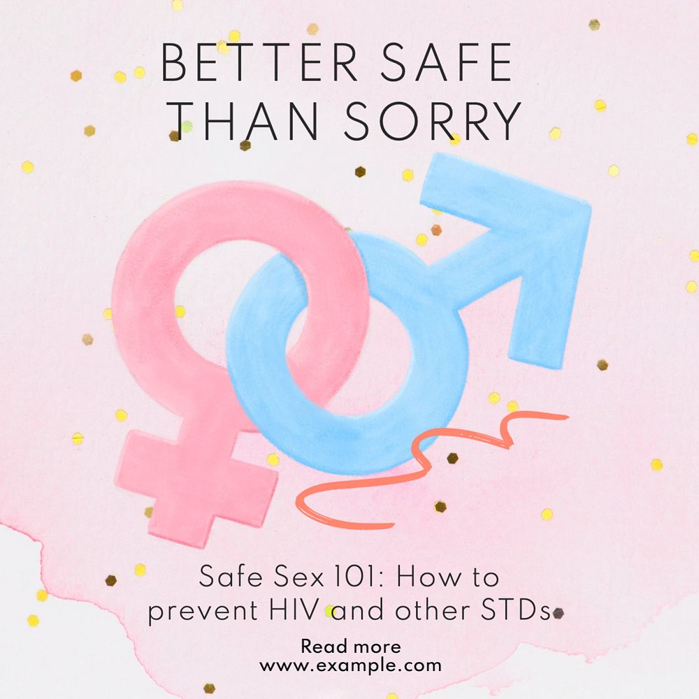 Safe sex article Instagram post template, editable text