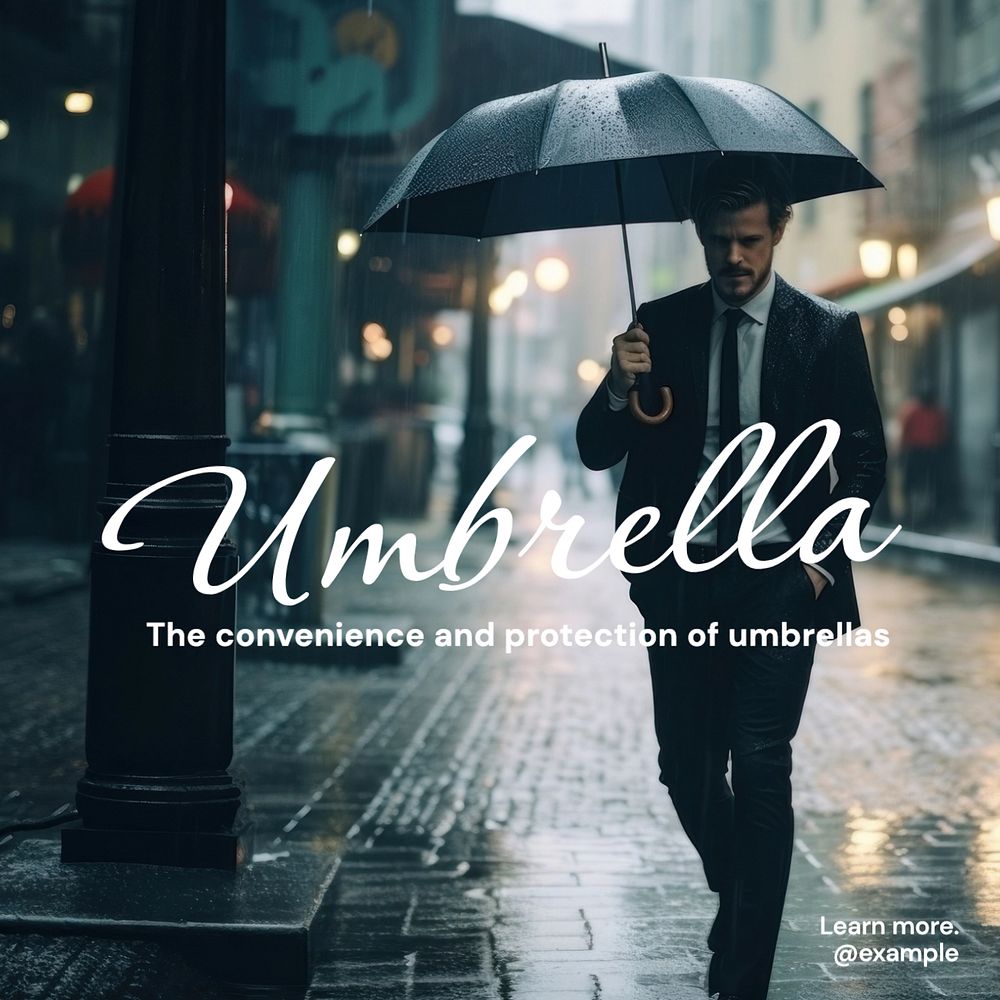 Umbrella Instagram post template, editable text