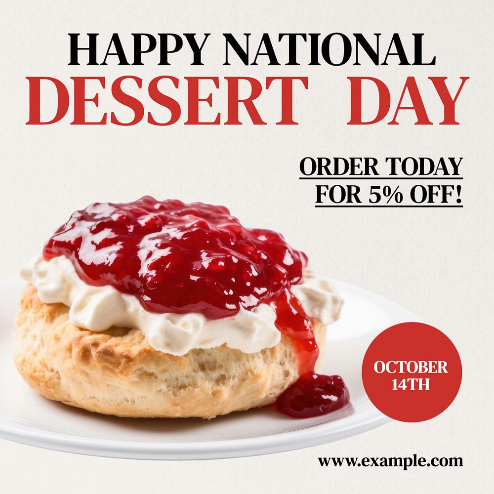 Dessert day Instagram post template, editable text