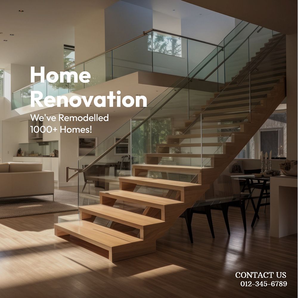 Home renovation service Instagram post template, editable text