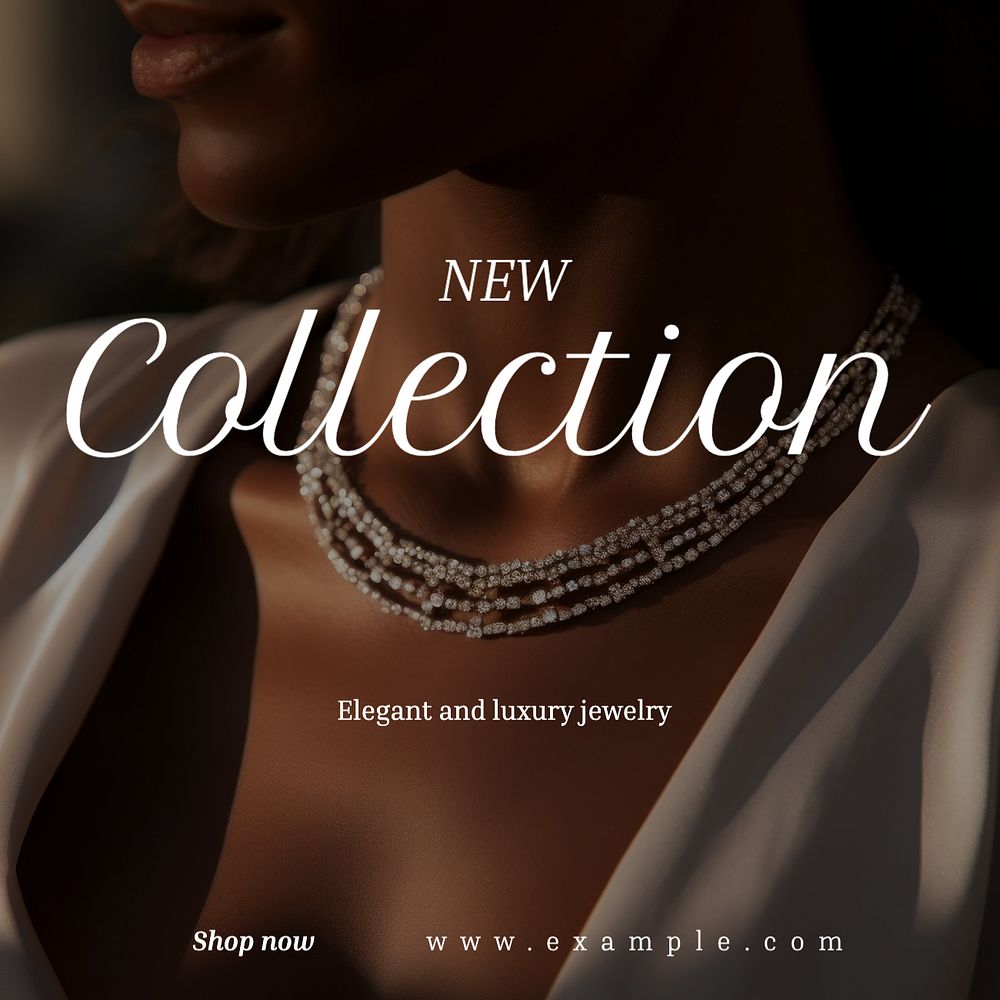 New jewelry collection Instagram post template, editable text