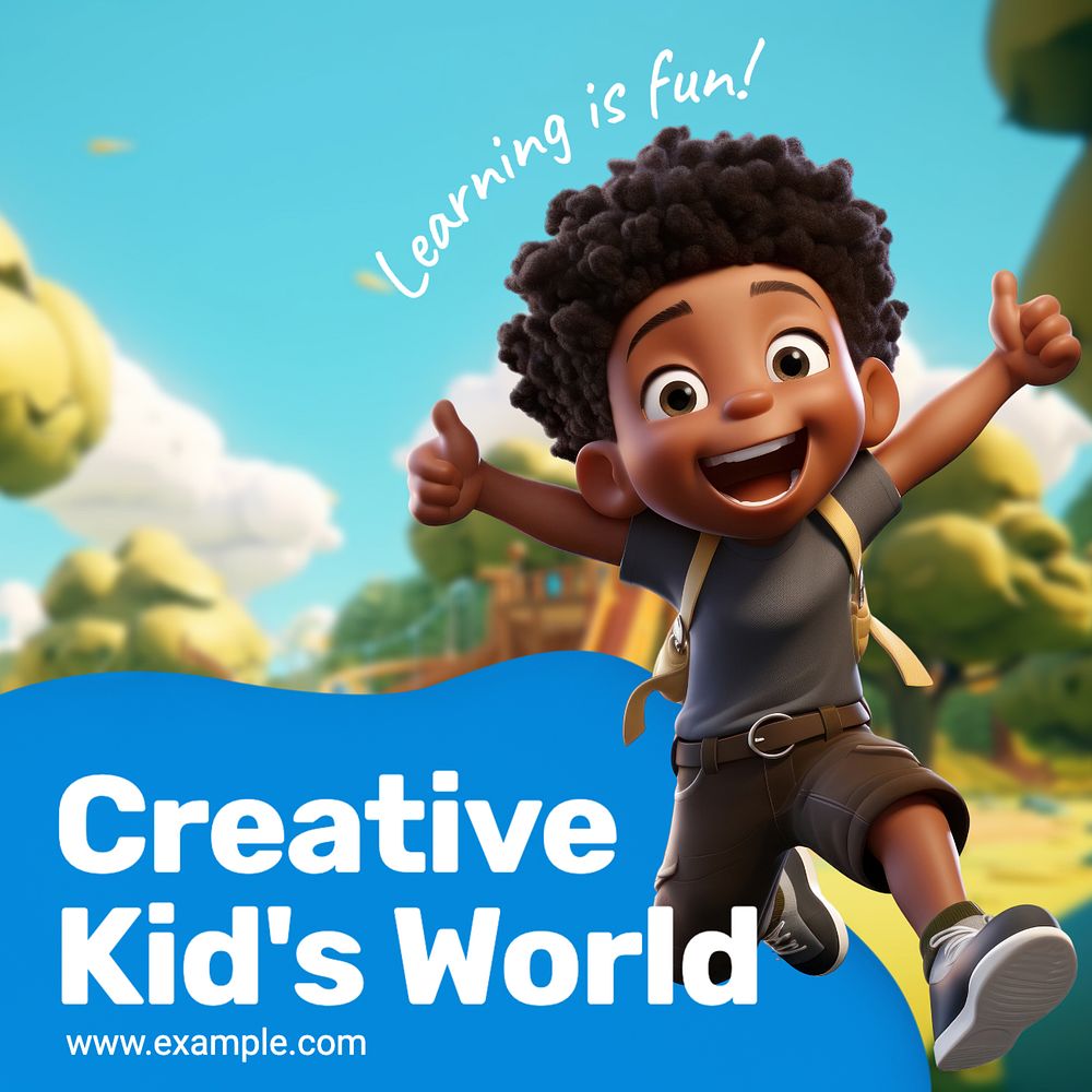 Creative kid Instagram post template, editable text