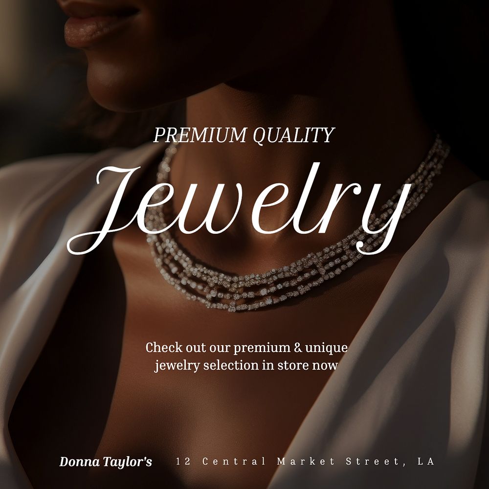 Premium jewelry Instagram post template, editable text