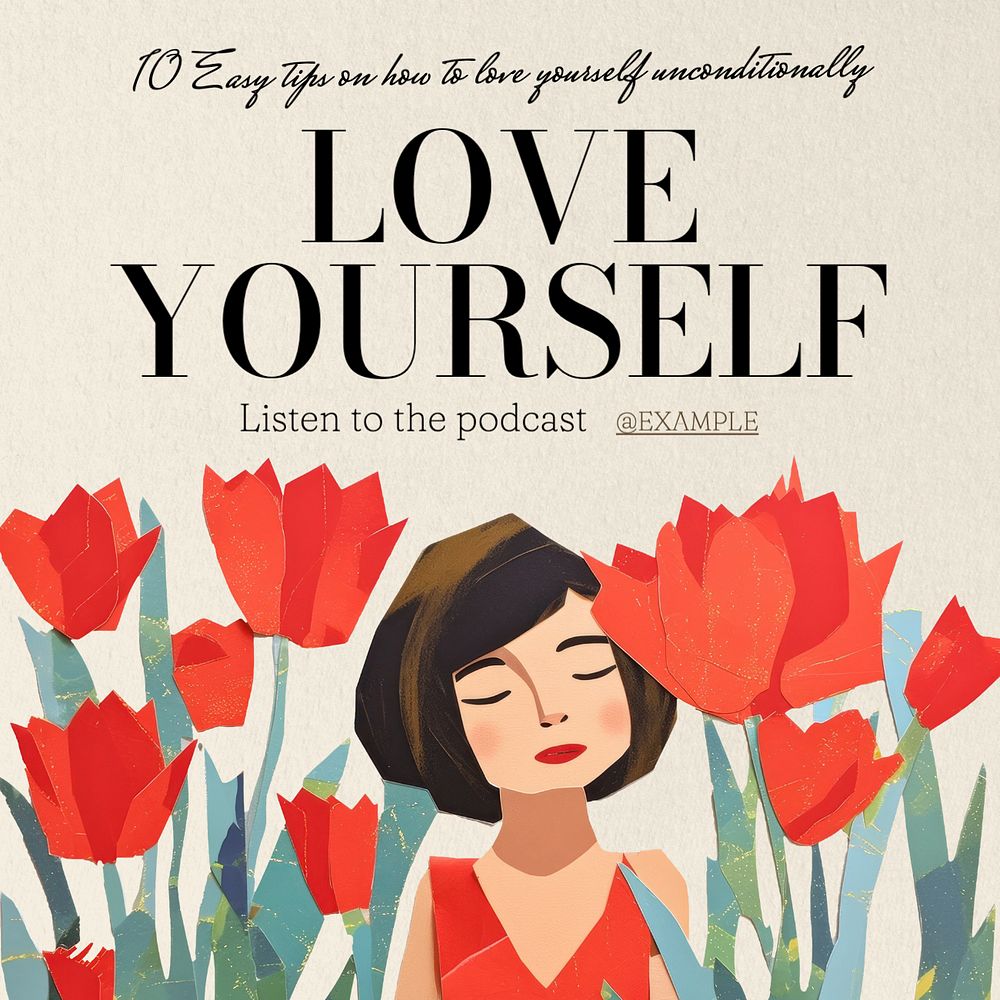 Love yourself Instagram post template, editable text