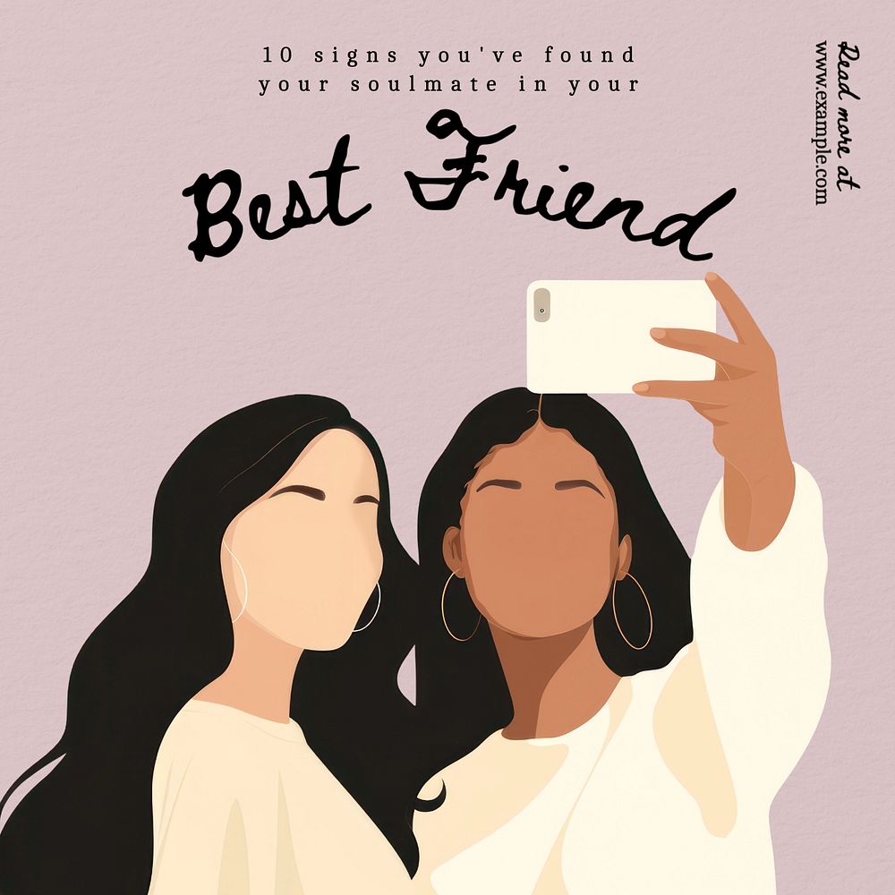 Best friend Instagram post template, editable text