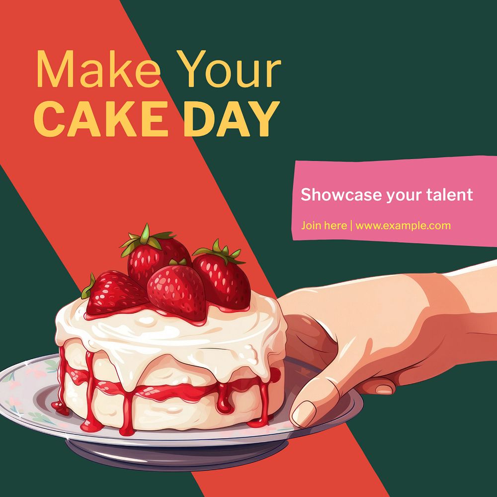 Make a cake Instagram post template, editable text