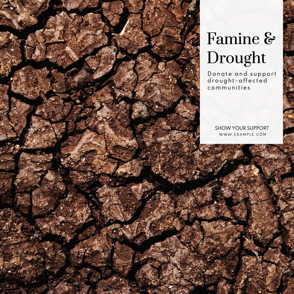 Drought and famine Instagram post template, editable text