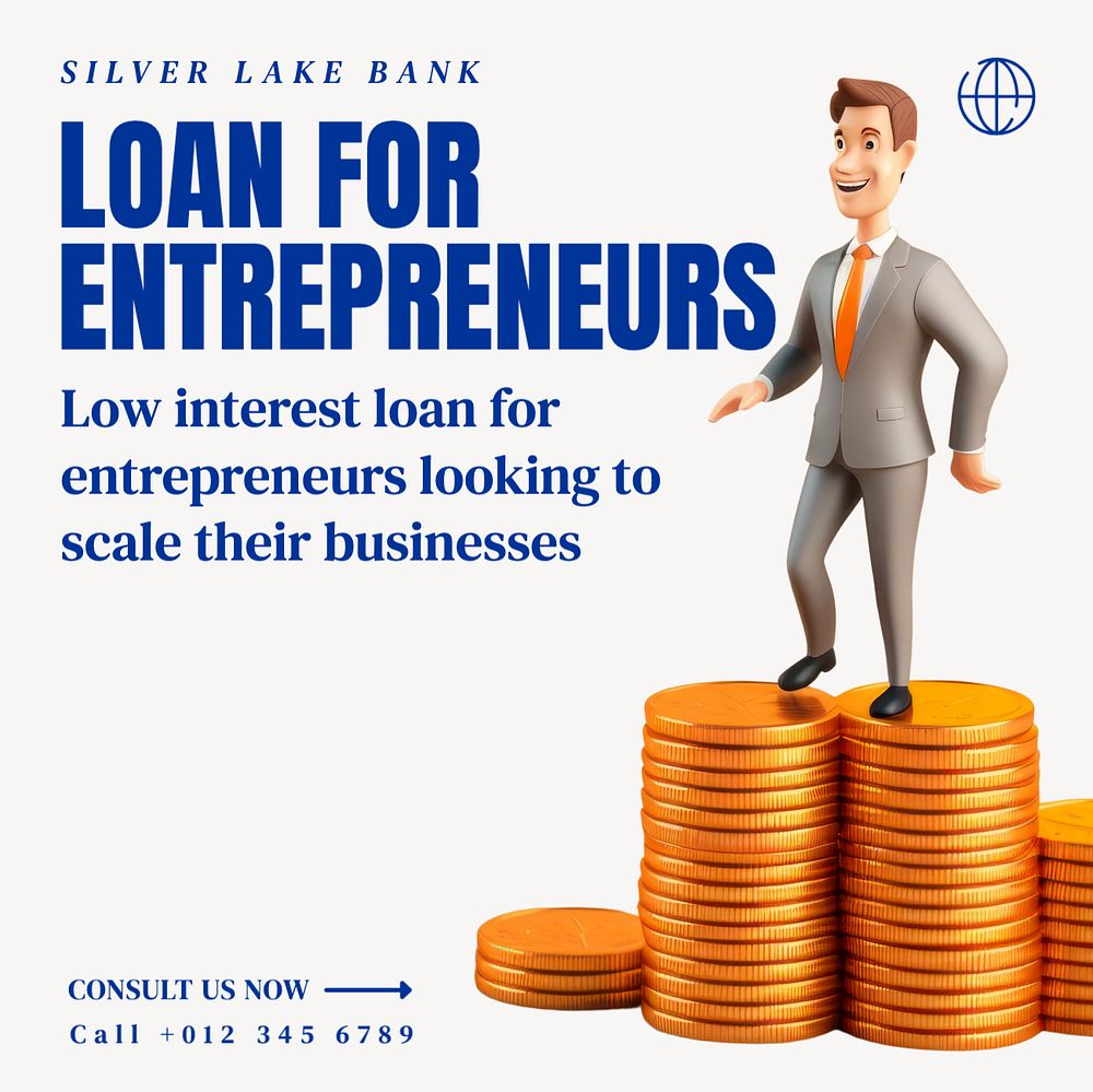 Loan for entrepreneurs Instagram post template, editable text