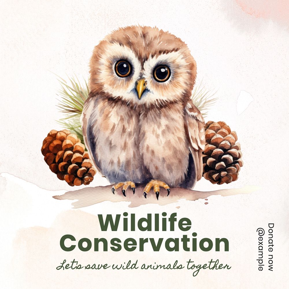 Wildlife conservation Instagram post template, editable text